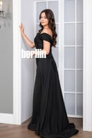 فستان سهره طويل اوف شولدر لون اسود