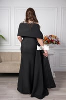 فستان سهرة طويل اوف شولدر بلمعة الكريستال لون اسود