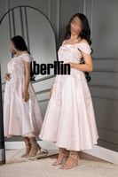 فستان ميدي كلوش اوف شولدر لون وردي