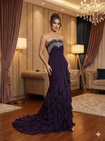 فستان سهرة بنفسجي أوركيد بتصميم حورية البحر وطبقات...