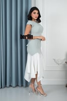 فستان سهرة أنيق بتصميم غير متماثل ولمسات فاخرة ممي...