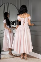 فستان ميدي كلوش اوف شولدر لون وردي