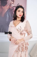 فستان وردي ترتر فاتح طويل بتطريز ترتر لامع ولمسات...