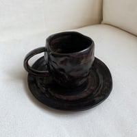 كوب سيراميك يدوي مع صحن