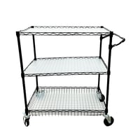 عربية وترولي كروم اسود 3 ارفف 90 سم كبيرة