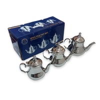 طقم اباريق الشاي استيل تصميم مغربي 3 قطع