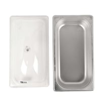 صينية استيل مع غطاء شفاف 6.5 سم