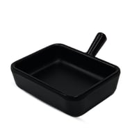 طبق تقديم ميلامين اسود بمقبض صغير