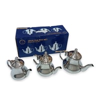 طقم اباريق الشاي استيل تصميم مغربي 3 قطع