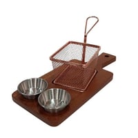 رك تقديم خشبي مع سلة للبرغر والبطاطس 12 سم