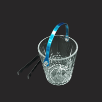 وعاء زجاجي للثلج مع ملقاط