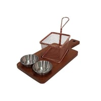 رك تقديم خشبي مع سلة للبرغر والبطاطس 10 سم