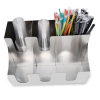 حامل اكواب ومصاصات ومناديل استيل متعدد الخانات