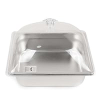 صينية استيل مع غطاء شفاف عمق 6.5 سم