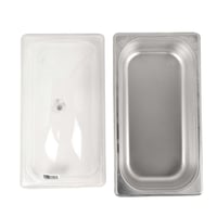 صينية استيل مع غطاء شفاف 15 سم