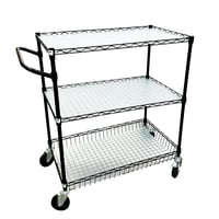 عربية وترولي كروم اسود 3 ارفف 75 سم صغيرة