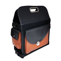 شنطة وسلة جلد متعددة الخانات اللون اسود والبني