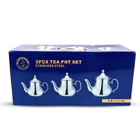 طقم اباريق الشاي استيل تصميم مغربي 3 قطع