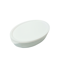 طقم 3 قطع صواني زجاج بيضاوية فرن بغطاء ماركة Mijot...