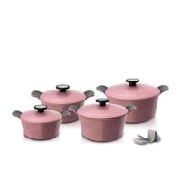 طقم قدور جرانيت 8 قطع ماركة neoflam كوري( لون وردي...