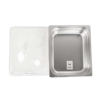 صينية استيل مع غطاء شفاف عمق 6.5 سم