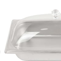 صينية استيل مع غطاء شفاف 6.5 سم