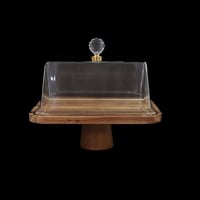 صينية كيك خشبية صغيرة بقاعدة