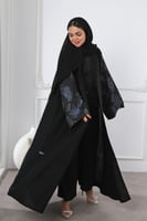 عباية سوداء أكمام جاكار كحلي