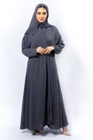 عباية كلوش رمادي داكن- كريب أمريكي