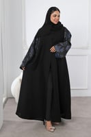 عباية سوداء أكمام جاكار كحلي