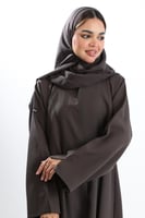 عباية كتان أكمام واسعة بفتحة ناعمة رمادي