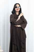عباية أكمام مفتوحة كتان بني