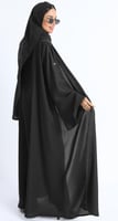 عباية أكمام واسعة سوداء - حرير بارد