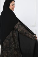 عباية سوداء جاكار ورد بني من الخلف
