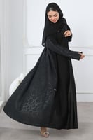 عباية سوداء جاكار أغصان سوداء لمعة ناعمة