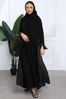عباية أكمام مفتوحة مبطنة وجاكار جانبي