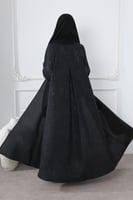 عباية سوداء جاكار أغصان بني لمعة ناعمة