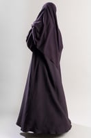 عباية كتان أكمام واسعة بفتحة ناعمة بنفسجي