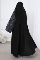 عباية سوداء أكمام جاكار كحلي