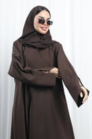 عباية أكمام مفتوحة كتان بني