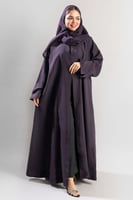 عباية كتان أكمام واسعة بفتحة ناعمة بنفسجي
