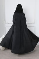 عباية سوداء جاكار أغصان كحلية لمعة ناعمة