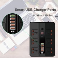 شريط طاقة واقي من اندفاع التيار مع USB - سلك تمديد...