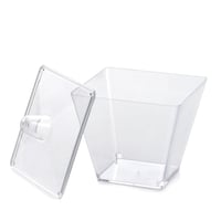 مجموعة (12) علبة بلاستيك هرمية شفافة بغطاء شفاف -...