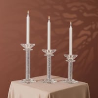 شمعدان/ حامل شموع زجاجي فاخر طويل بكريستال فضي