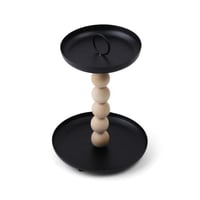 صحن تقديم طابقين بزينة مسكة خشبية لون أسود | 20*29...