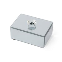 صندوق مرايا زجاجي مستطيل بمقبض كرستال - لون رمادي