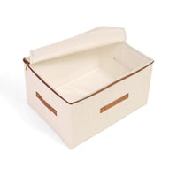 صندوق تخزين قماشي بسحاب للإغلاق لون بيج | 45*35*26...