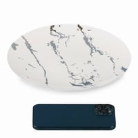 مجموعة (3) صحن بلاستيك أبيض فاخر بعروق فضية| 26 سم