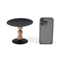 صحن تقديم مسطح بقاعدة خشبية مرتفعة لون أسود | 16*1...